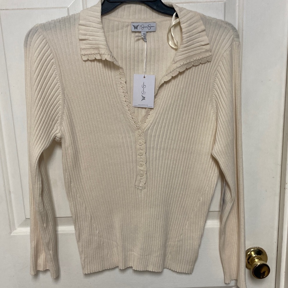 Jessica Simpson Cream Ribbed Knit sweater